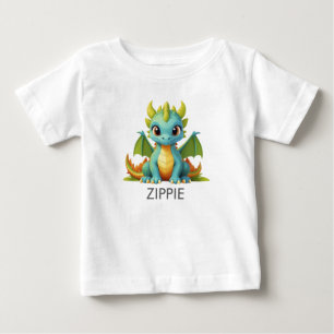 Camiseta Dragão Bebê Azul Verde Dragão Personalizado Camise