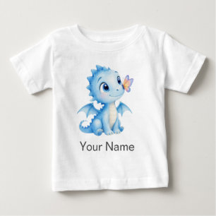 Camiseta Dragão Bebê Borboleta Aquarela Personalizada para