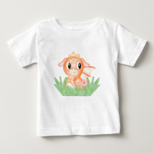 Camiseta Dragão-Bebê Cachorro Aquarela (Frente)