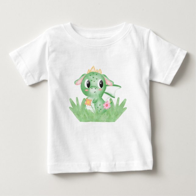 Camiseta Dragão-Bebê Cachorro Aquarela (Frente)