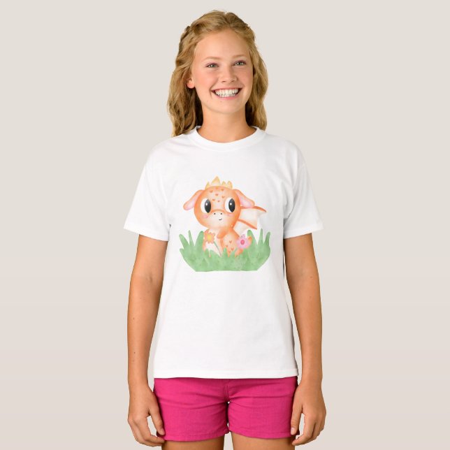 Camiseta Dragão-Bebê Cachorro Aquarela (Frente Completa)