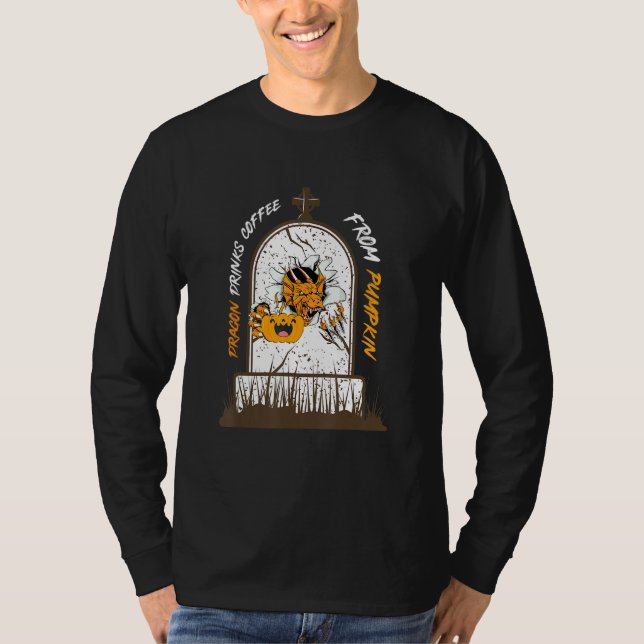 Camiseta Dragão Bebe Café De Abóbora (Frente)
