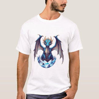 Camiseta Dragão bebê emergindo de ovo de cristal