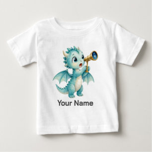 Camiseta Dragão Bebê Fofo Personalizado com Telescópio