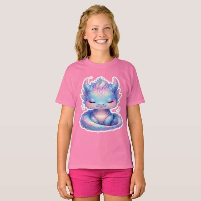 Camiseta Dragão Bebê Pastel Fofo (Frente Completa)