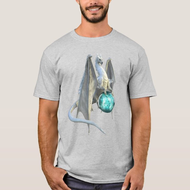 Camiseta Dragão Branco de Inverno com Esfera (Frente)