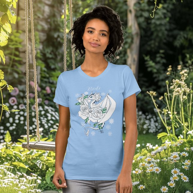Camiseta Dragão Branco Flocos de Neve Azul (Criador carregado)