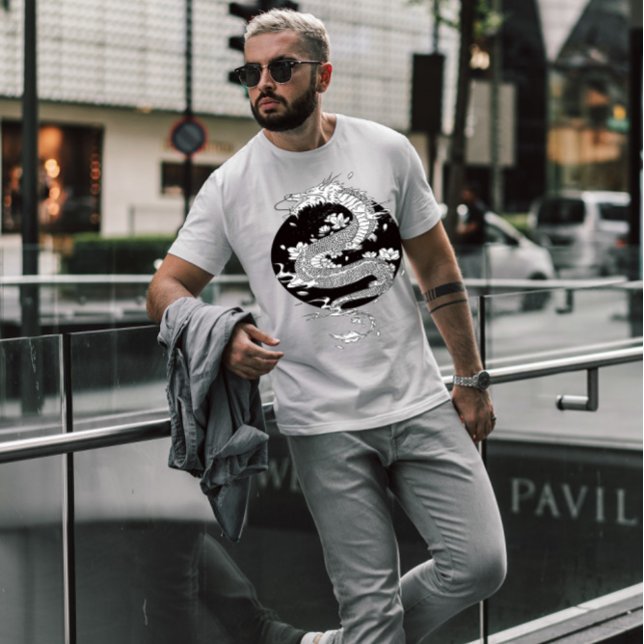Camiseta Dragão Branco Japonês (Criador carregado)