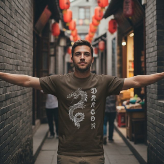 Camiseta Dragão Branco Mítico Chinês Dracon (Criador carregado)
