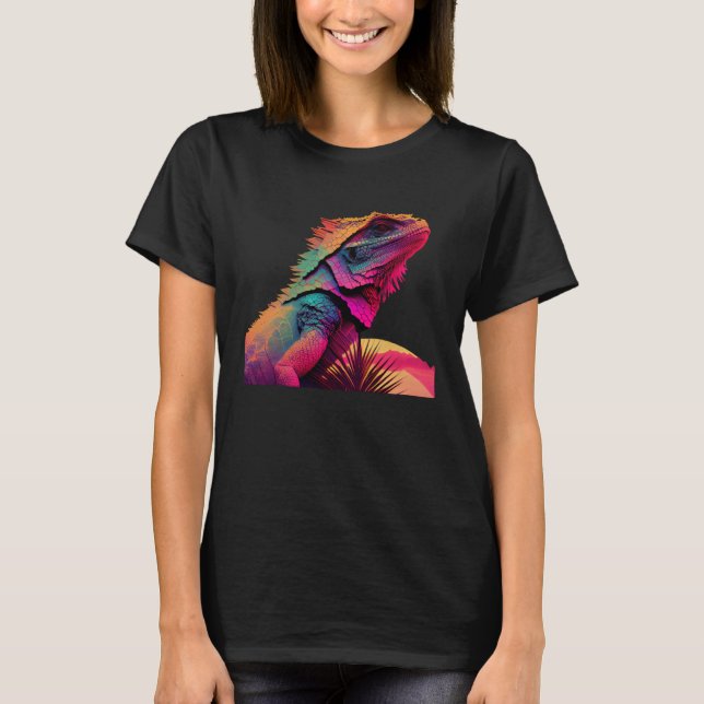 Camiseta Dragão Carborado Pogona Lizard Vaporwave (Frente)