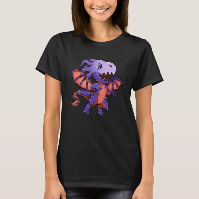 Camiseta Dragão Chibi Roxo Fofo (Frente)