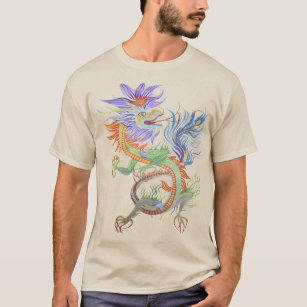 Camiseta Dragão chinês brilhante e vívido cortado