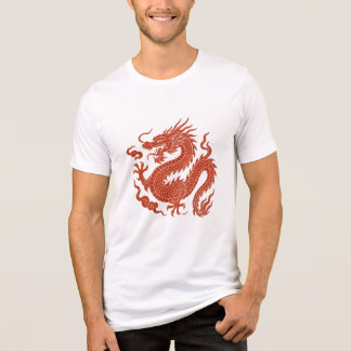Camiseta Dragão chinês feroz na velha estética oriental