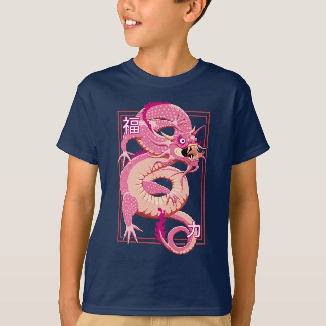 Camiseta Dragão Chinês Rosa (Frente)