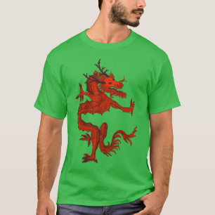 Camiseta Dragão Chinês Tradicional Colorido Azul na Lua