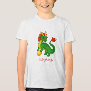 Camiseta Dragão Chinês Verde Nome Personalizado