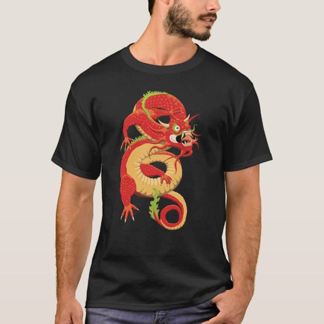 Camiseta Dragão chinês vermelho (Frente)