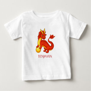 Camiseta Dragão Chinês Vermelho Nome Personalizado