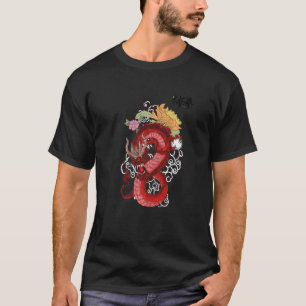 Camiseta Dragão chinês vermelho para kung fu tai chi Dragão