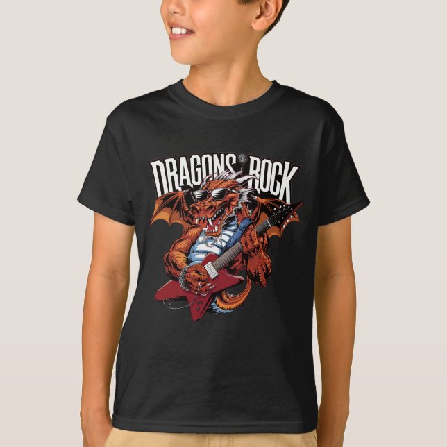 Camiseta Dragão com óculos de sol tocando violão (Frente)