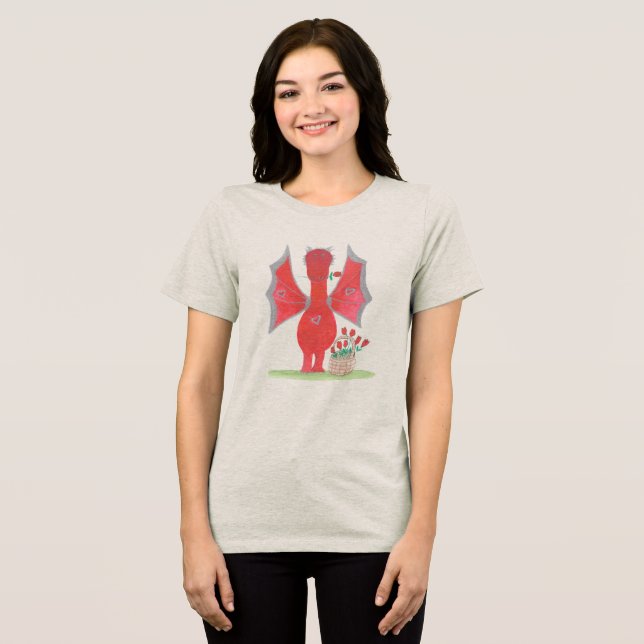 Camiseta Dragão com Rosas Vermelhas (Frente Completa)