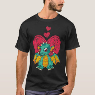 Camiseta Dragão de Animal Fantástico   Corações Dragão Fofo