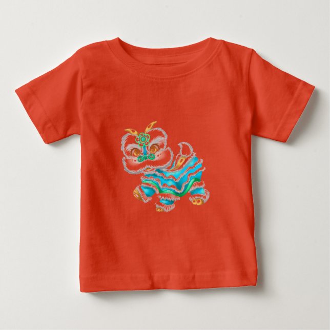 Camiseta Dragão de Ano Novo Chinês Azul (Frente)