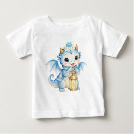 Camiseta Dragão de Bebê Caprichoso de Inverno Segurando Lan