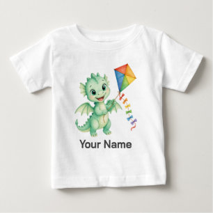 Camiseta Dragão de Bebê Personalizado Segurando Pipa Crianç