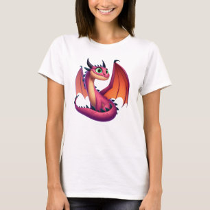 Camiseta Dragão de desenho animado roxo/vermelho