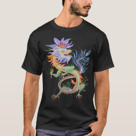 Camiseta Dragão de Fogo Chinês Brilhante e Vibrante Recorta