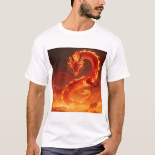 Camiseta Dragão de Fogo Fulgurante   Dragão de Chama Mítica