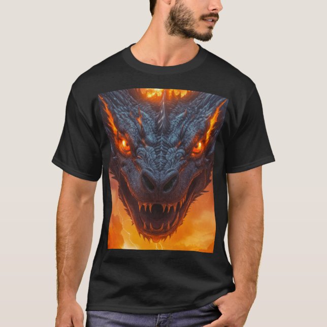 Camiseta Dragão de Fogo Sob Fantasia de Lua Cheia (Frente)