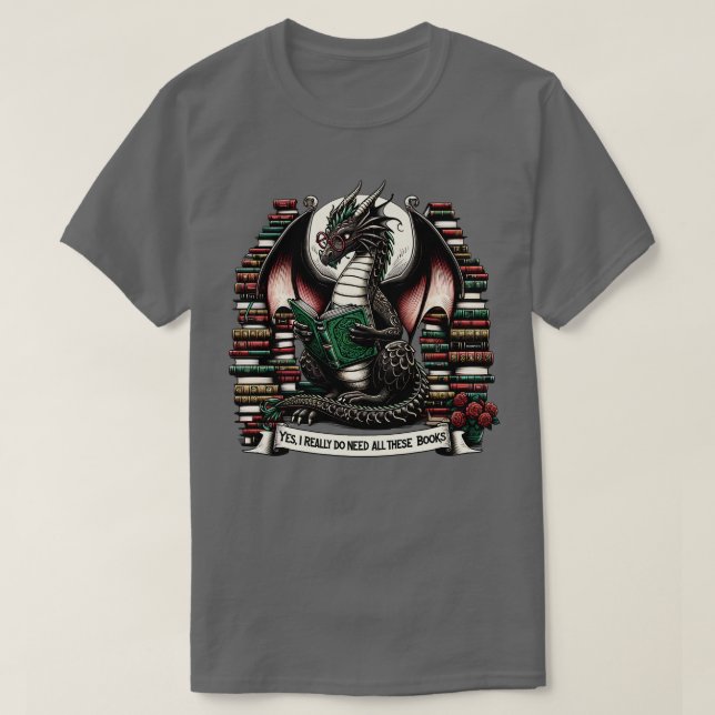Camiseta Dragão De Livro Sim Eu Realmente Preciso De Todos  (Frente do Design)