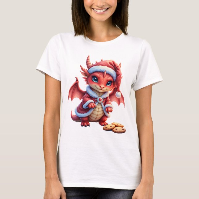 Camiseta Dragão de Natal, muito fofo para prender,  (Frente)