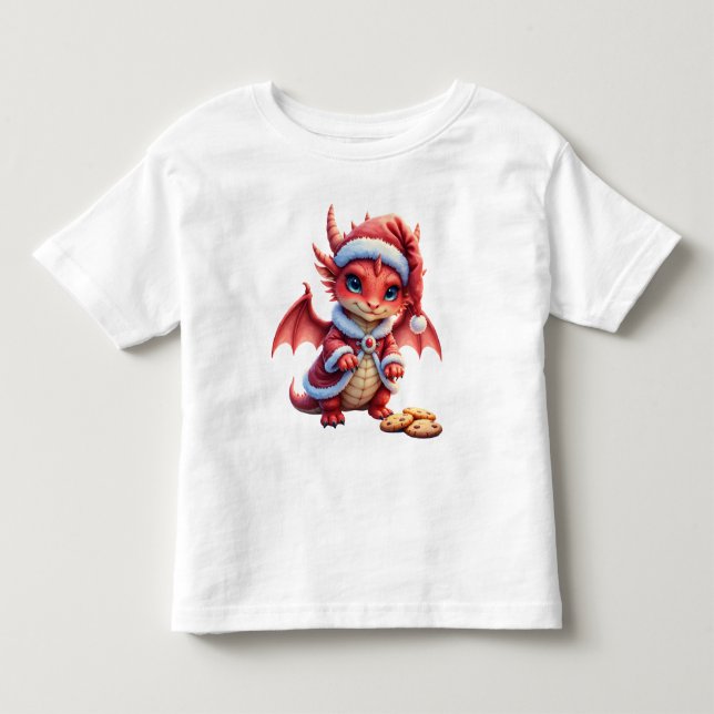Camiseta Dragão de Natal, muito fofo para prender,  (Frente)