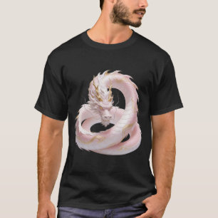 Camiseta Dragão de Ouro Branco com Design de Fantasia Artís
