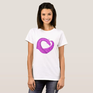 Camiseta Dragão do coração roxo brilhante em branco