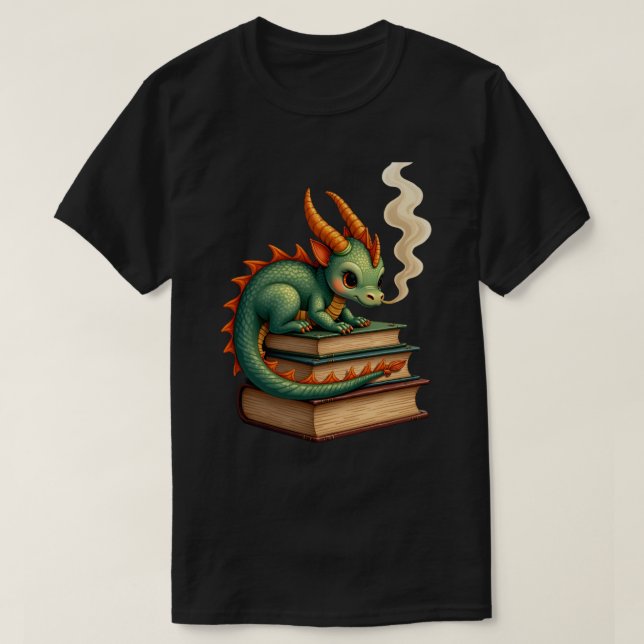 Camiseta Dragão do Tesouro de Livros (Frente do Design)