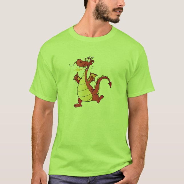 Camiseta Dragão dos desenhos animados; Verde (Frente)