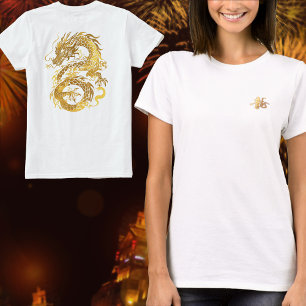 Camiseta Dragão Dourado 龍 Zodiac Gift Chinês 漢 Japonês 字