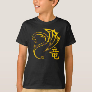 Camiseta Dragão Dourado com símbolo do Kanji