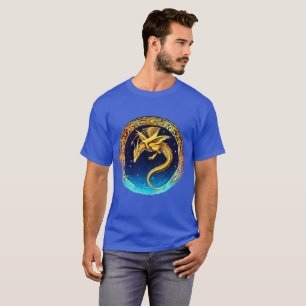 Camiseta Dragão Dourado no Céu Cósmico