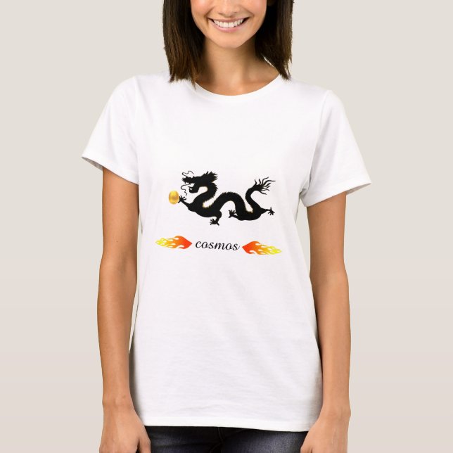 Camiseta Dragão e bola dourada com caligrafia (Frente)