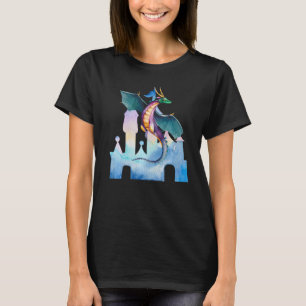 Camiseta Dragão e Castelo Watercolor Fantasy Myst