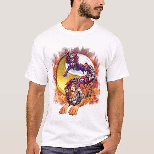 Camiseta Dragão e tigre Yin Yang (Frente)