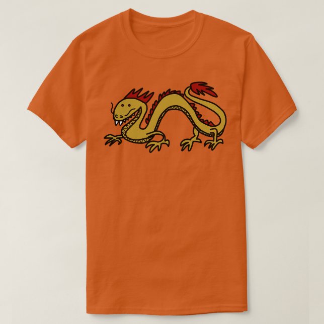 Camiseta Dragão em Dourado e Vermelho (Frente do Design)