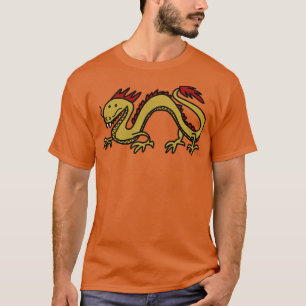Camiseta Dragão em Dourado e Vermelho