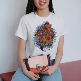 Camiseta Dragão em meio às ondas e aos sopros