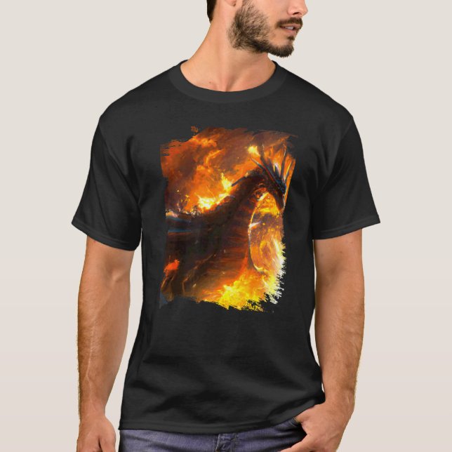 Camiseta Dragão Espacial Soltando Fogo (Frente)